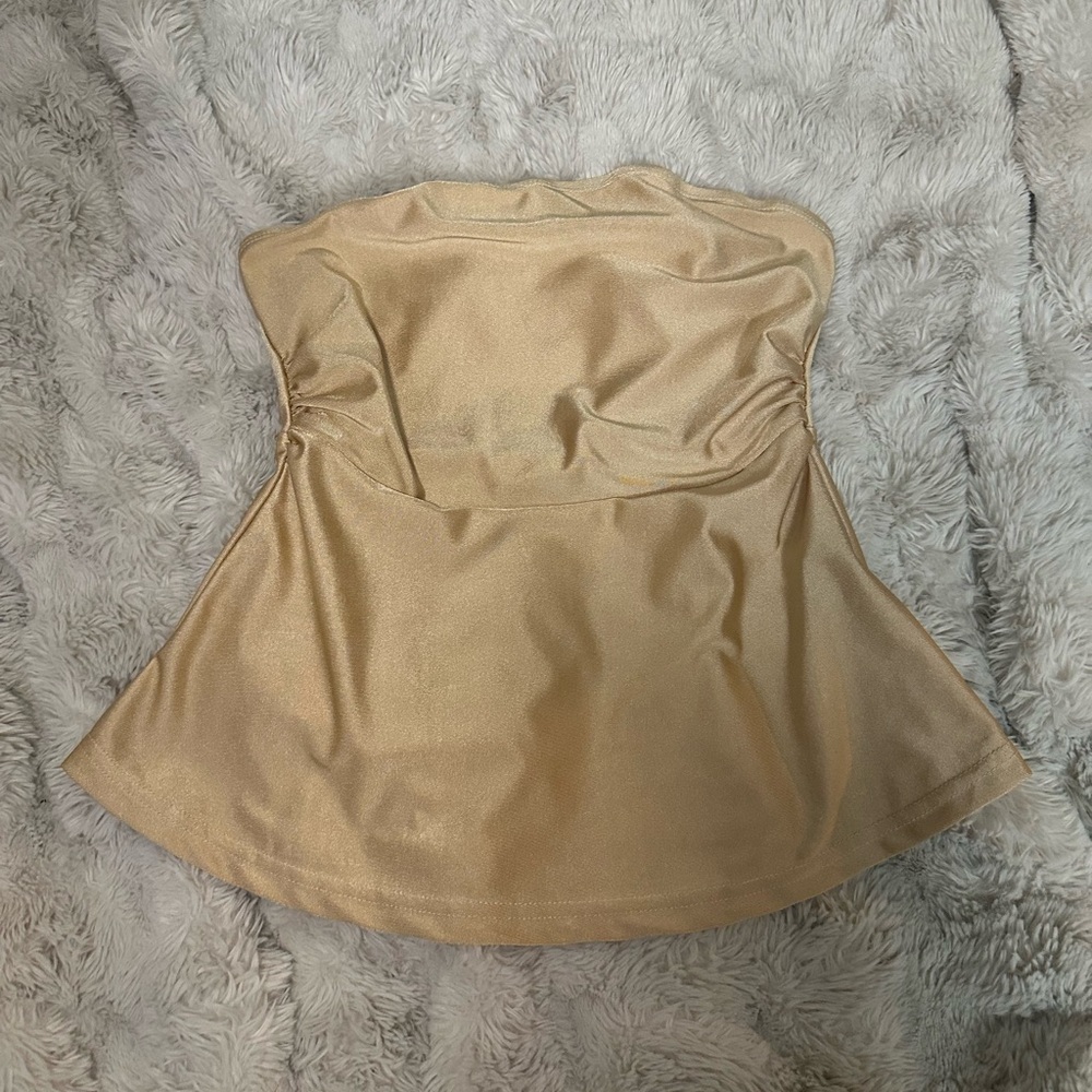 Strapless Gold Satin Top